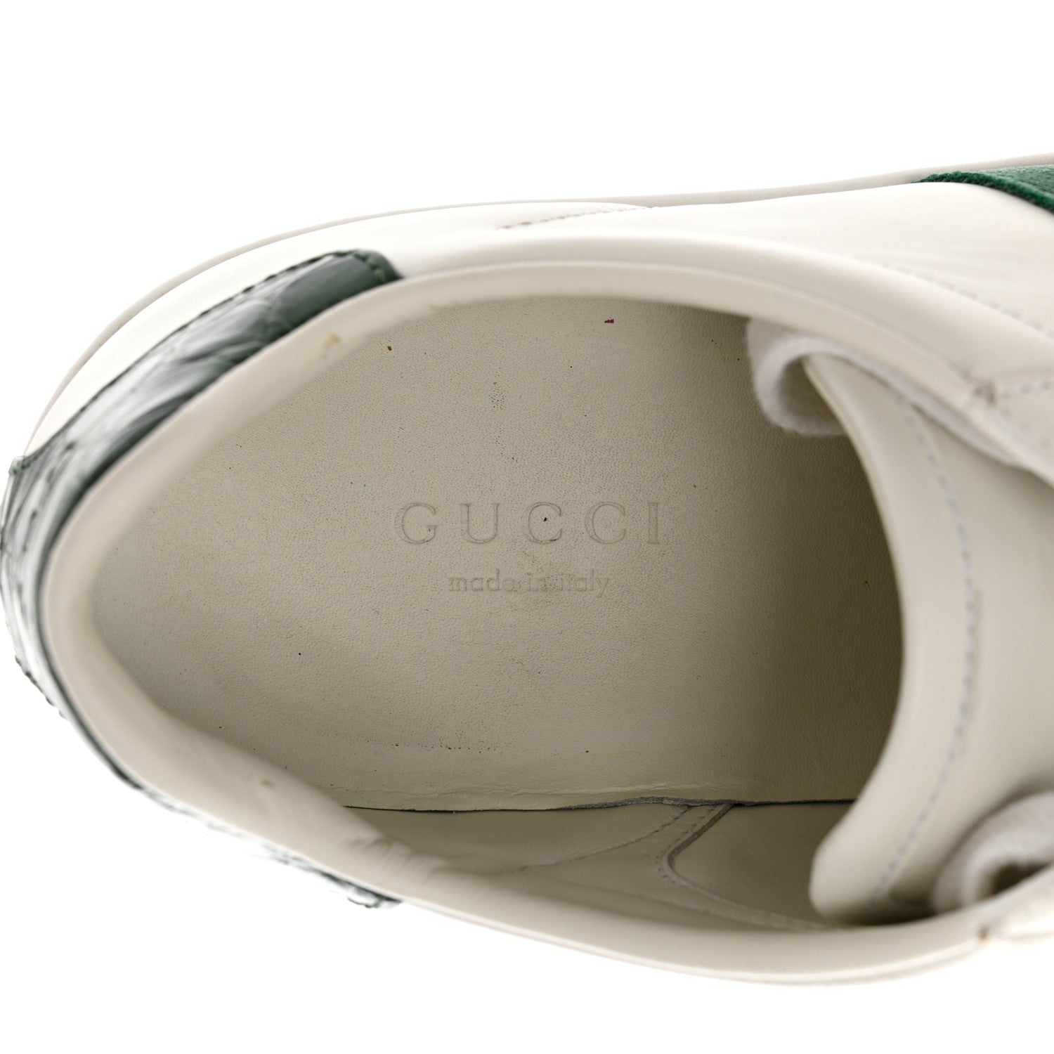 Gucci Calfskin Crocodile Web Womens Ace Sneakers 36 White Green 6 of 9