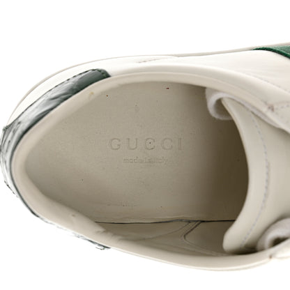 Gucci Calfskin Crocodile Web Womens Ace Sneakers 36 White Green 6 of 9