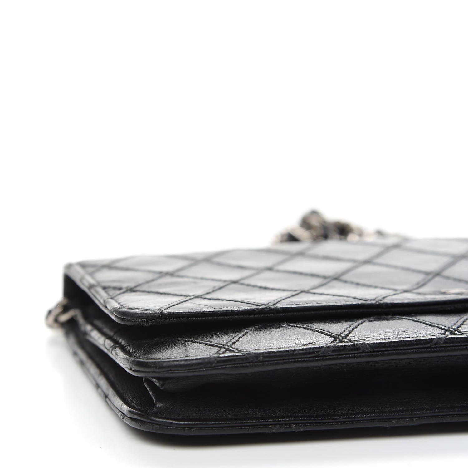 Chanel Lambskin Diamond Stitched Wallet On Chain WOC Black 9 of 13