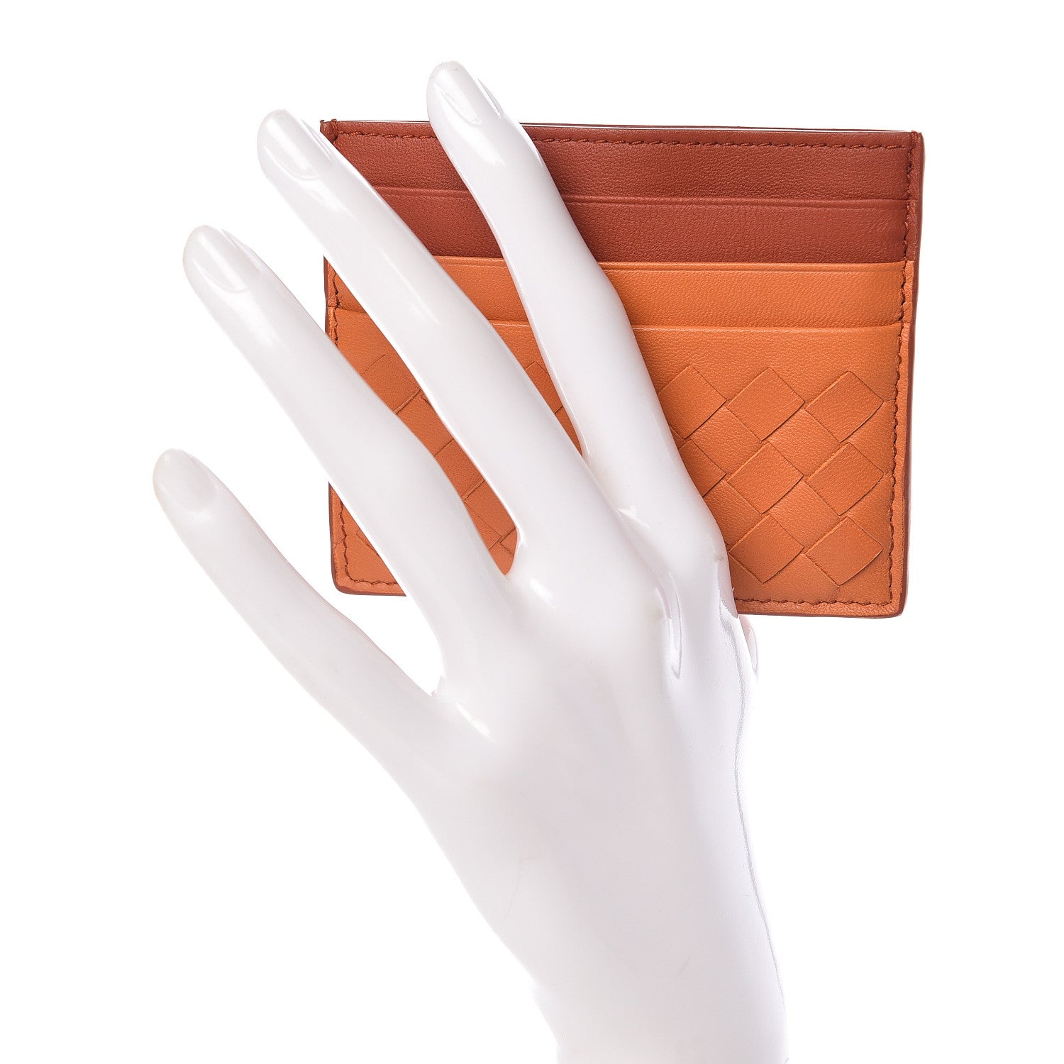 Bottega Veneta Nappa Intrecciato Two Tone Card Holder Orange 3 of 9