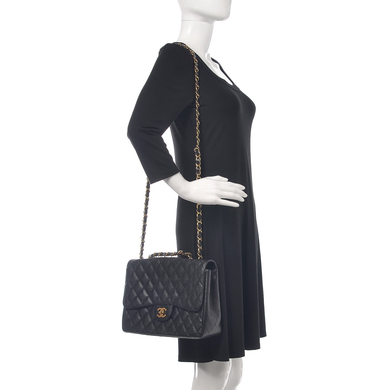 Chanel Caviar Quilted Jumbo Single Flap Black 3 of 14