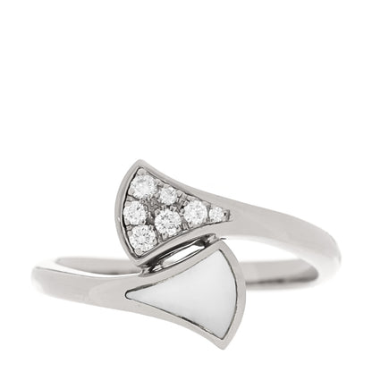 Bulgari 18K White Gold Mother of Pearl Diamond Divas' Dream Ring 54 7 1 of 5