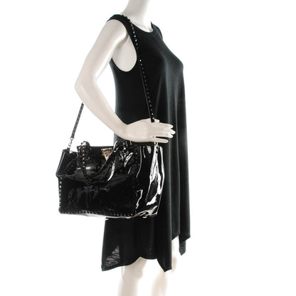 Valentino Garavani Patent Medium Rockstud Tote Black 2 of 7
