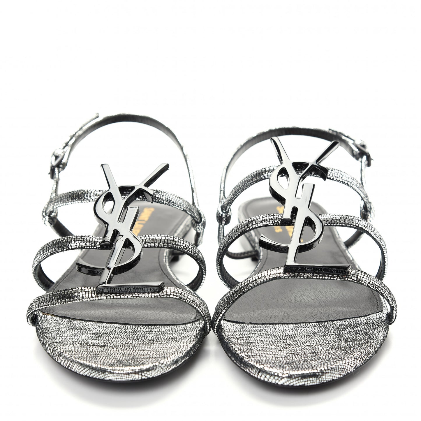 Calfskin Cassandra Monogram Sandals 36 Argento