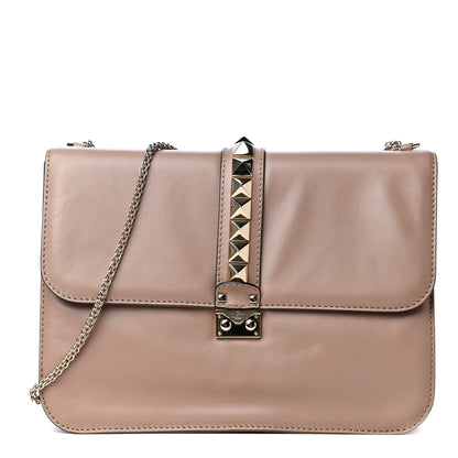 Valentino Garavani Vitello Large Glam Lock Rockstud Flap Poudre 1 of 4