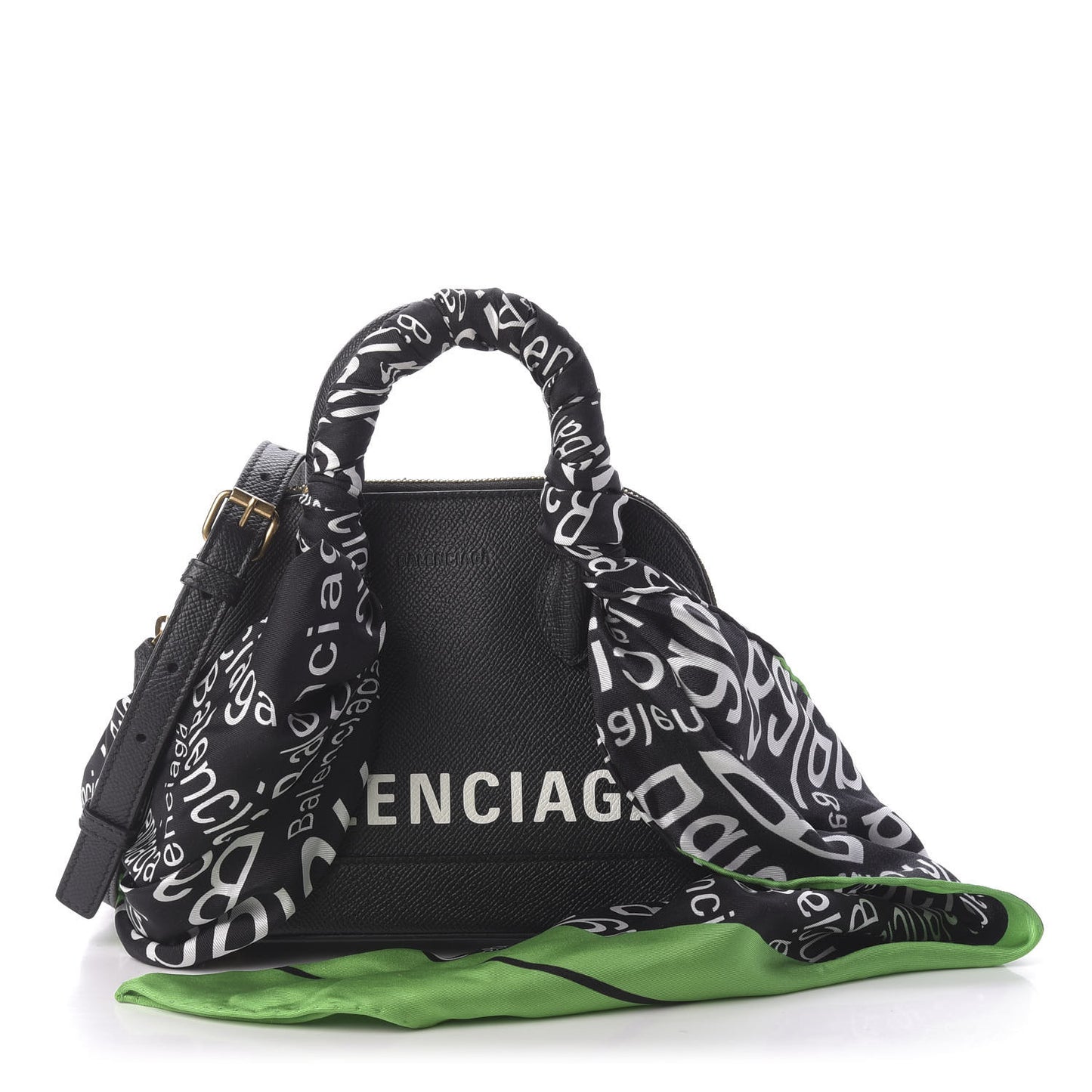 Grained Calfskin XXS Ville Top Handle Bag Scarf Black