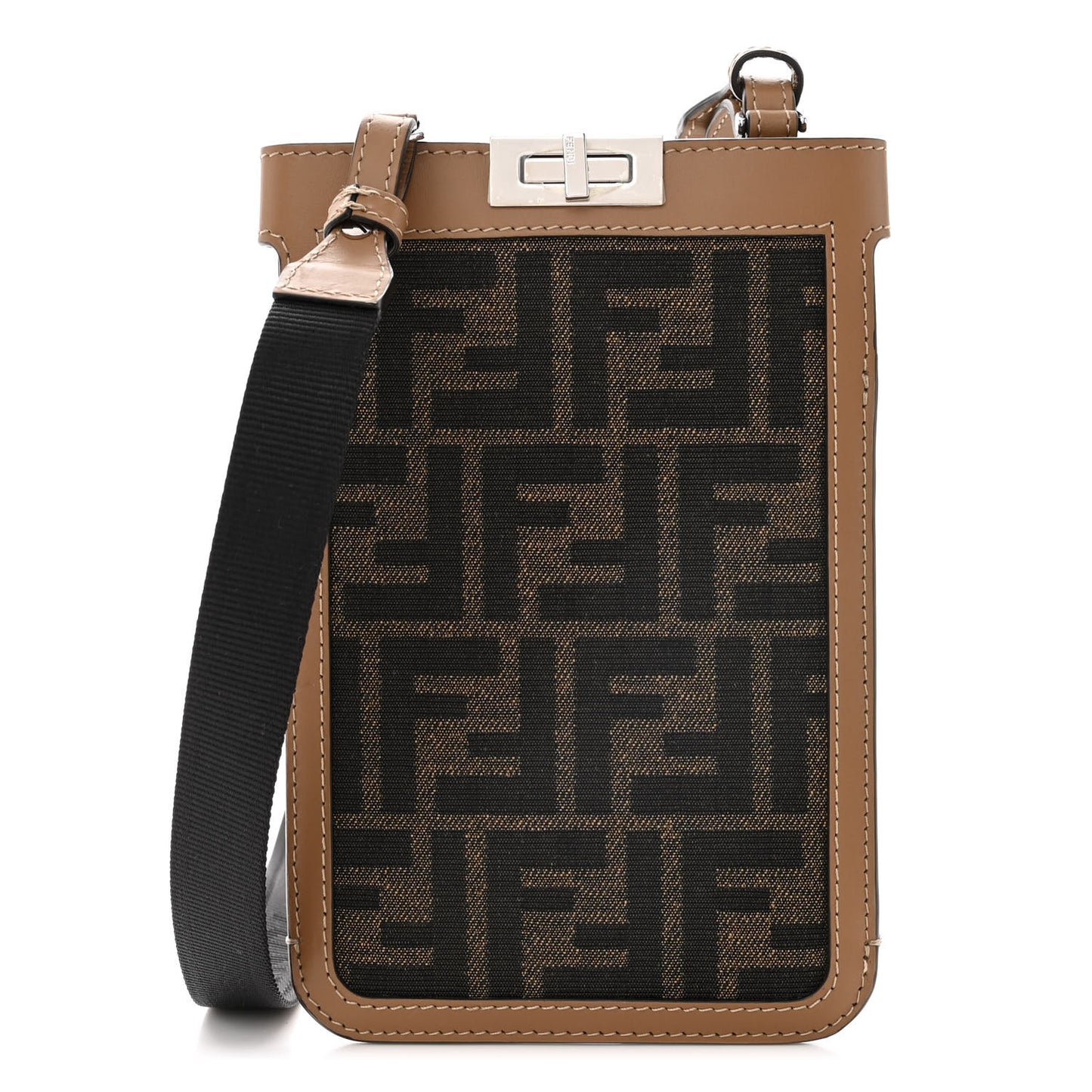 Recycled Fabric Jacquard Vitello King FF 1974 Peekaboo Phone Case Tobacco Moro Sand