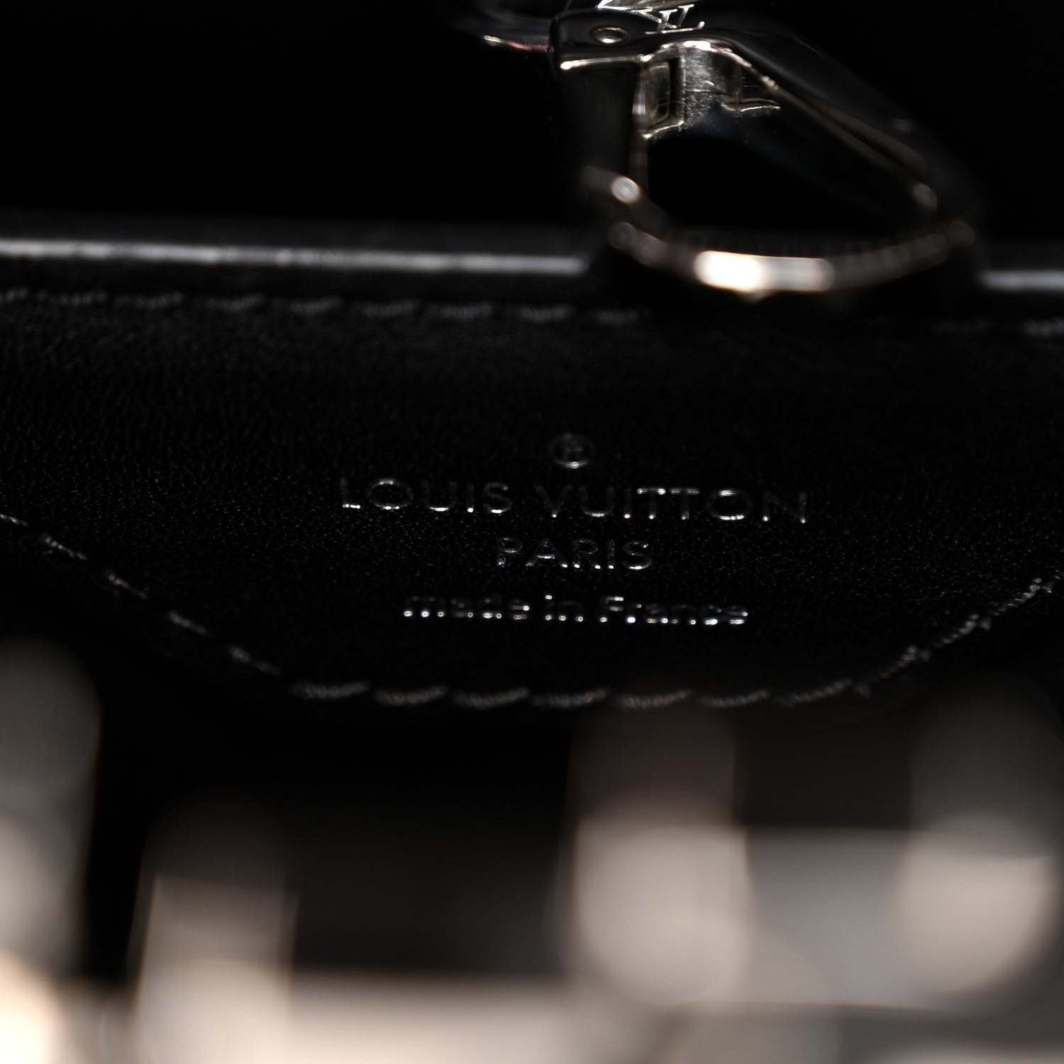 Louis Vuitton Calfskin Plaited Capucines BB Black 6 of 9