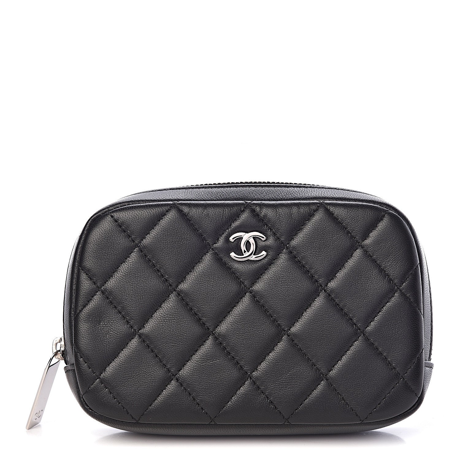 Chanel Lambskin Quilted Small Curvy Pouch Cosmetic Case Black 1 of 8