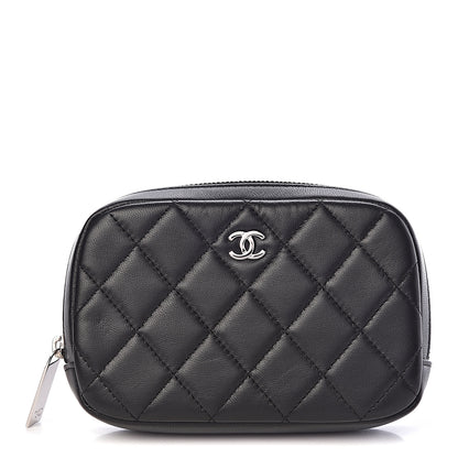 Chanel Lambskin Quilted Small Curvy Pouch Cosmetic Case Black 1 of 8