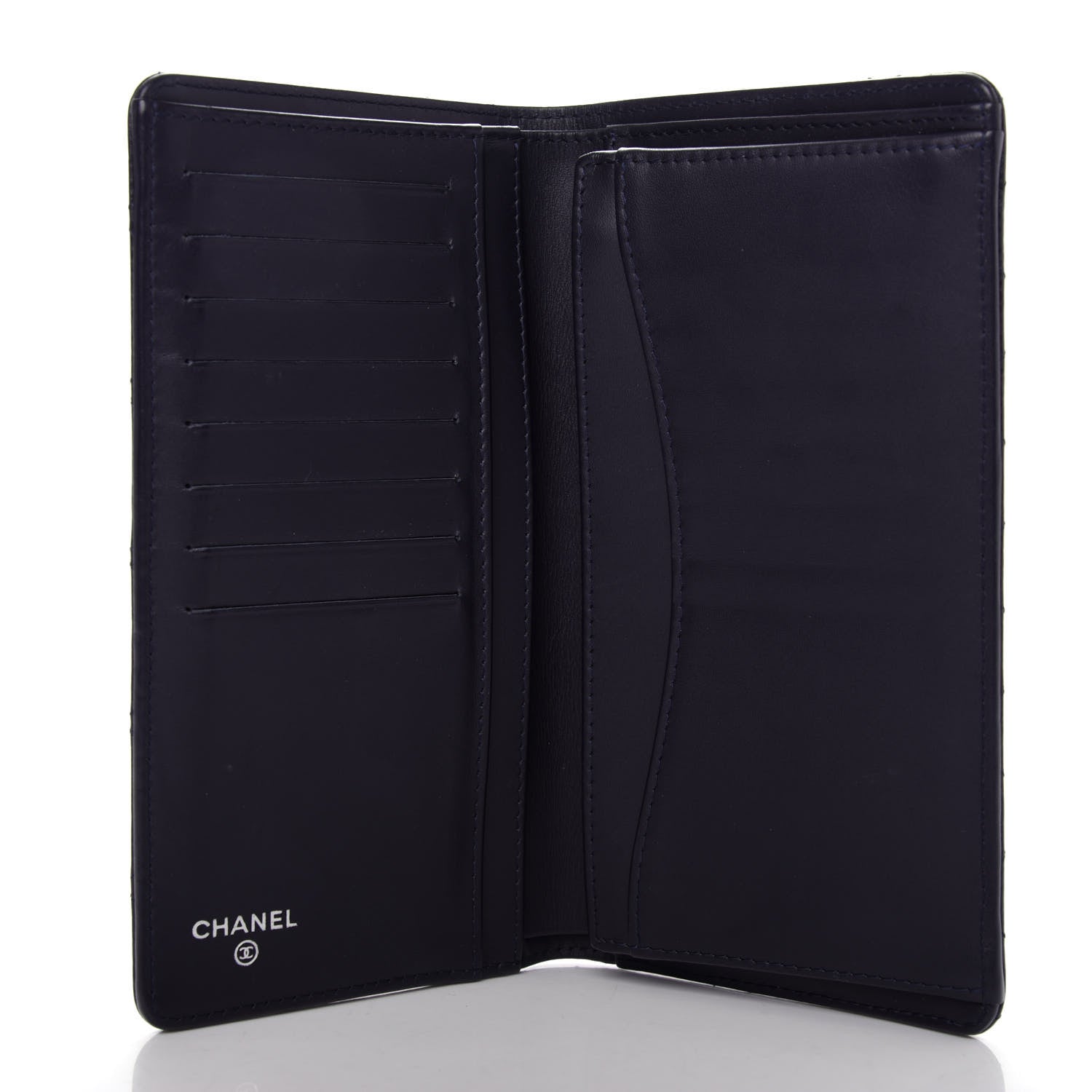 Chanel Caviar Quilted Yen Wallet Dark Blue 5 of 9