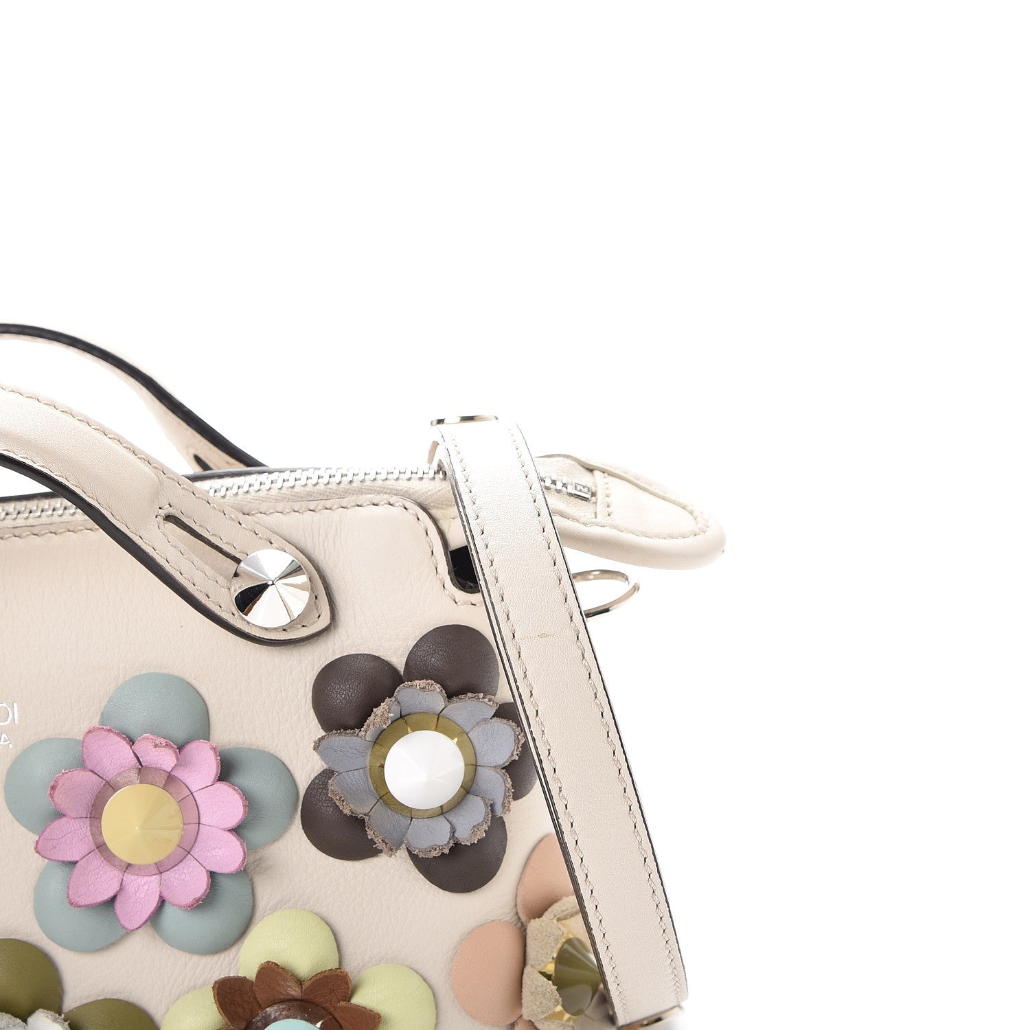 Fendi Vitello Dolce Flowerland Studded Mini By The Way Boston Bag Camelia Multicolor 10 of 11