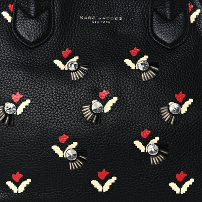 Marc Jacobs Grained Calfskin Embellished Tulip Print Tote Black Multicolor 8 of 10