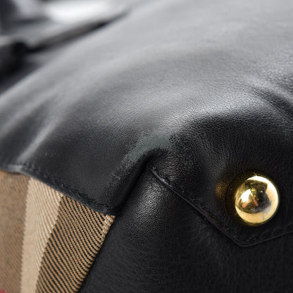 Burberry Smooth Calfskin House Check Baby Banner Tote Black 14 of 22