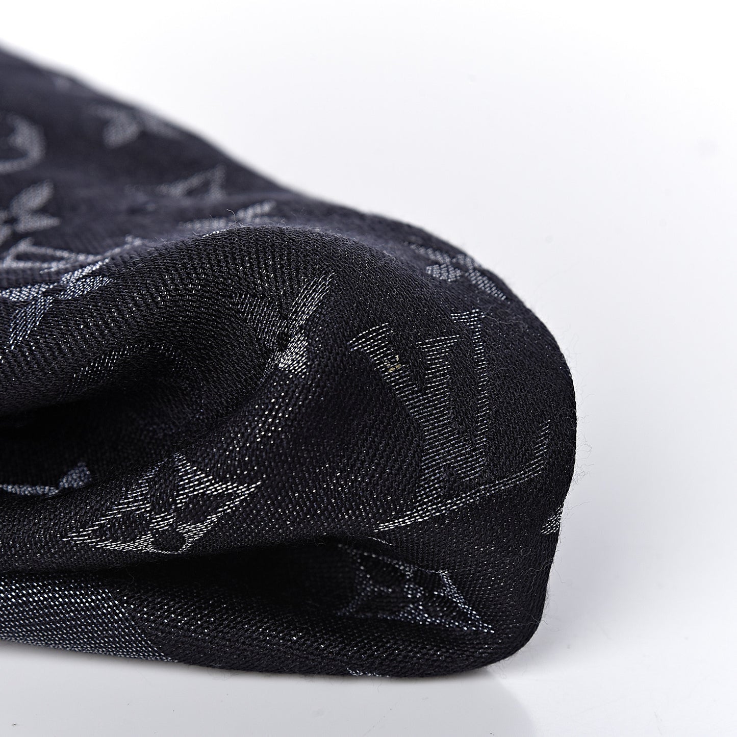 Silk Lurex Wool Monogram Shine Shawl Black
