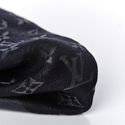 Louis Vuitton Silk Lurex Wool Monogram Shine Shawl Black 6 of 6