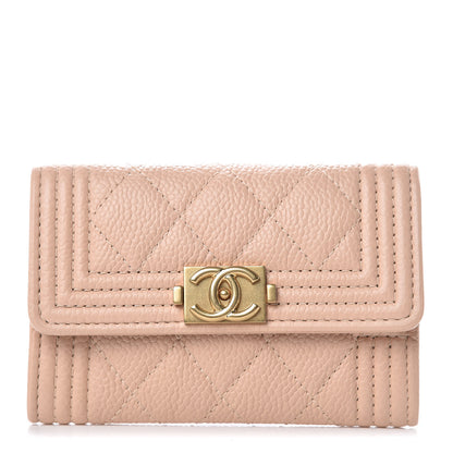 Chanel Caviar Quilted Boy Card Holder Wallet Beige Clair 1 of 9