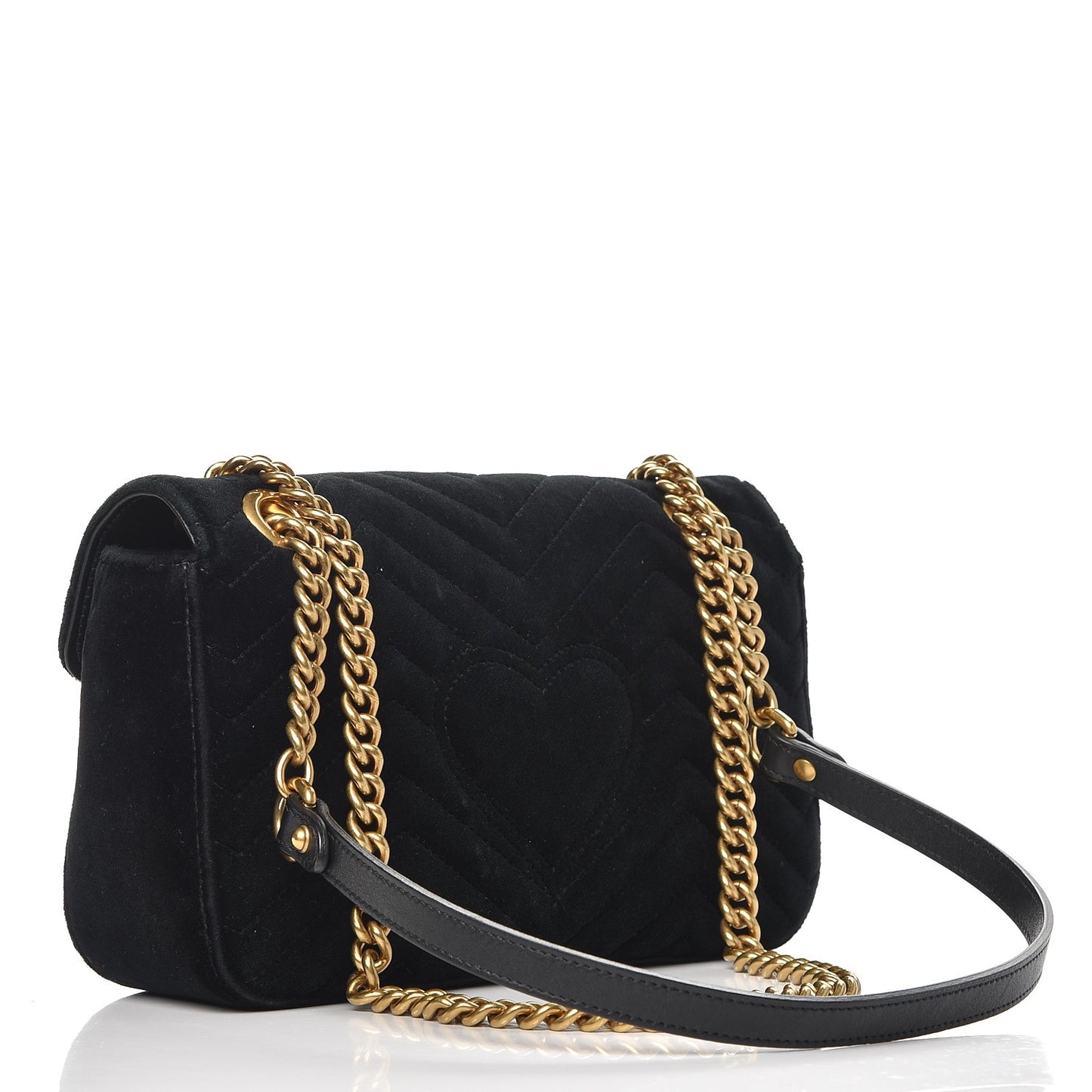 Velvet Matelasse Small GG Marmont Shoulder Bag Black