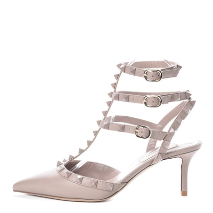 Valentino Garavani Nappa Monochrome Rockstud Ankle Strap 65mm Pumps 36 Poudre 1 of 8
