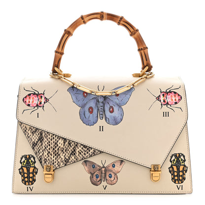 Gucci Calfskin Snakeskin Studded Medium Ottilia Top Handle Bag White 1 of 11