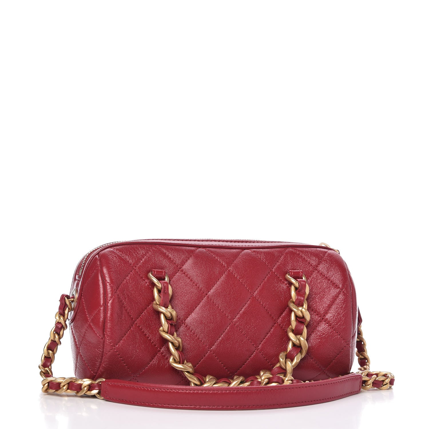 Chanel Shiny Lambskin Quilted Small Fashion Therapy Bowling Bag Red 3 of 10
