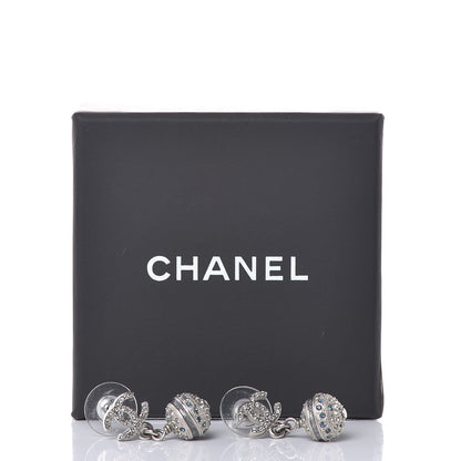 Chanel Crystal CC Drop Earrings Blue Silver 5 of 5