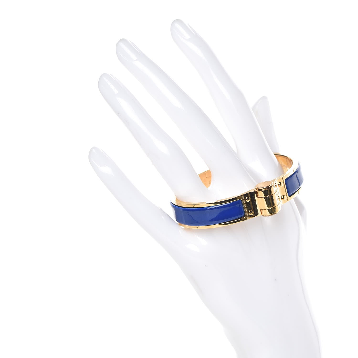 Hermes Enamel Charniere Uni Narrow Hinged Bracelet S Bleu Royal 2 of 4