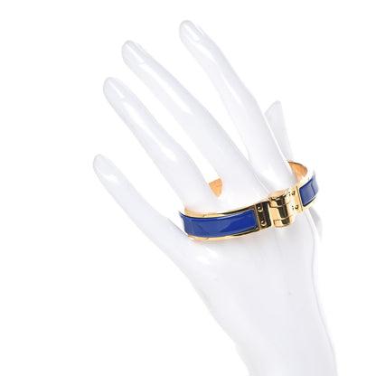 Hermes Enamel Charniere Uni Narrow Hinged Bracelet S Bleu Royal 2 of 4