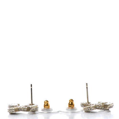 Chanel Crystal Timeless CC Earrings Light Gold 3 of 4