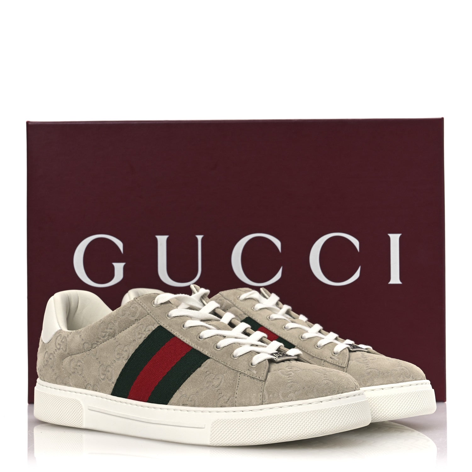 Gucci Suede GG Monogram Web Mens Ace Sneakers 8.5 Oatmeal 11 of 11