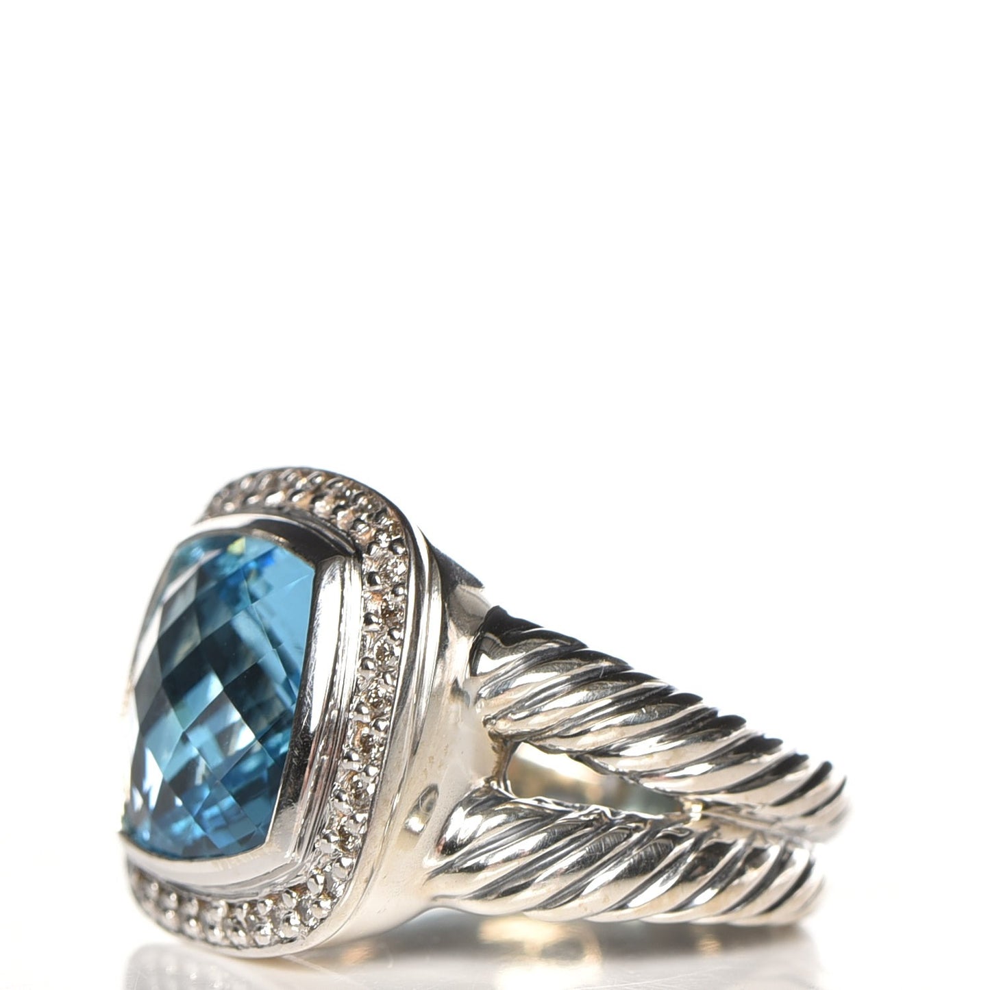 Sterling Silver Diamond Blue Topaz 11mm Albion Ring 51 5.75