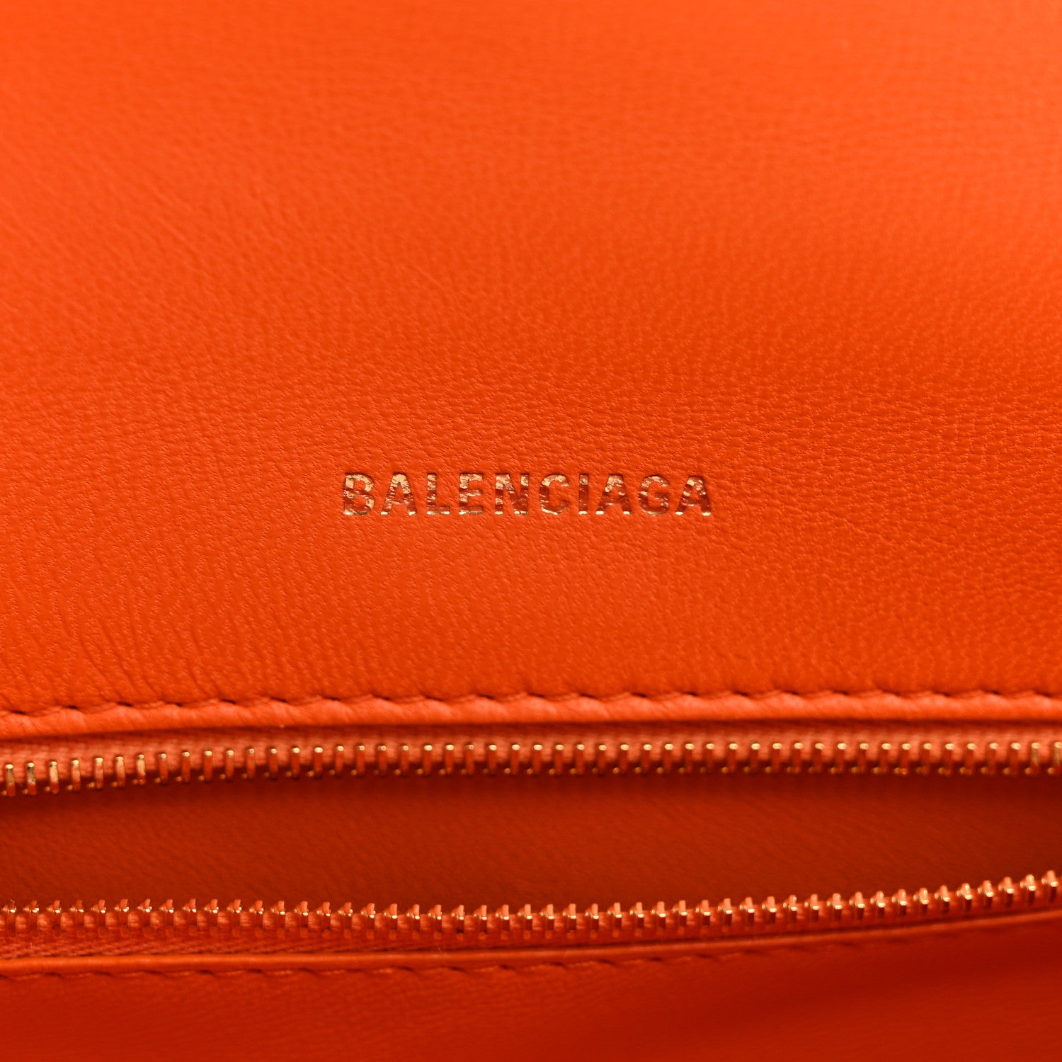 Balenciaga Shiny Calfskin Crocodile Embossed Small Hourglass Top Handle Bag Orange 6 of 11