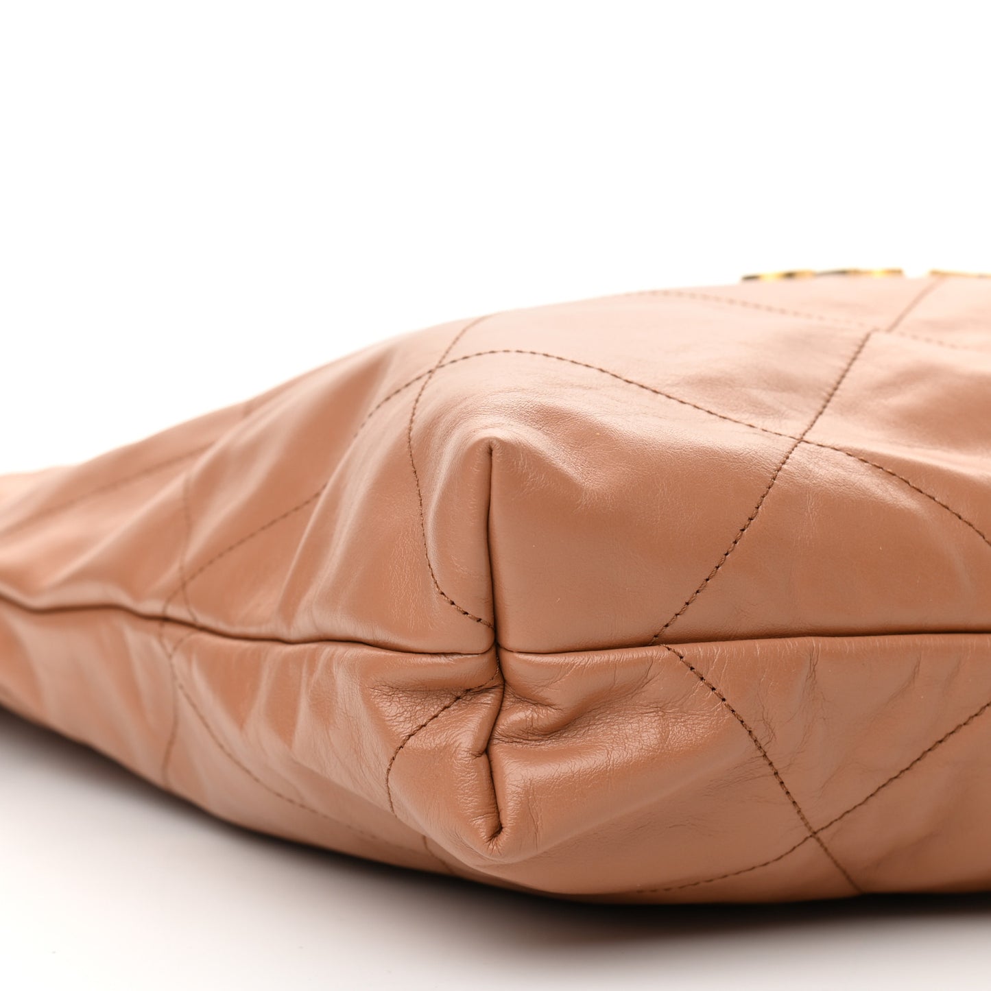 Shiny Calfskin Quilted Chanel 22 Brown