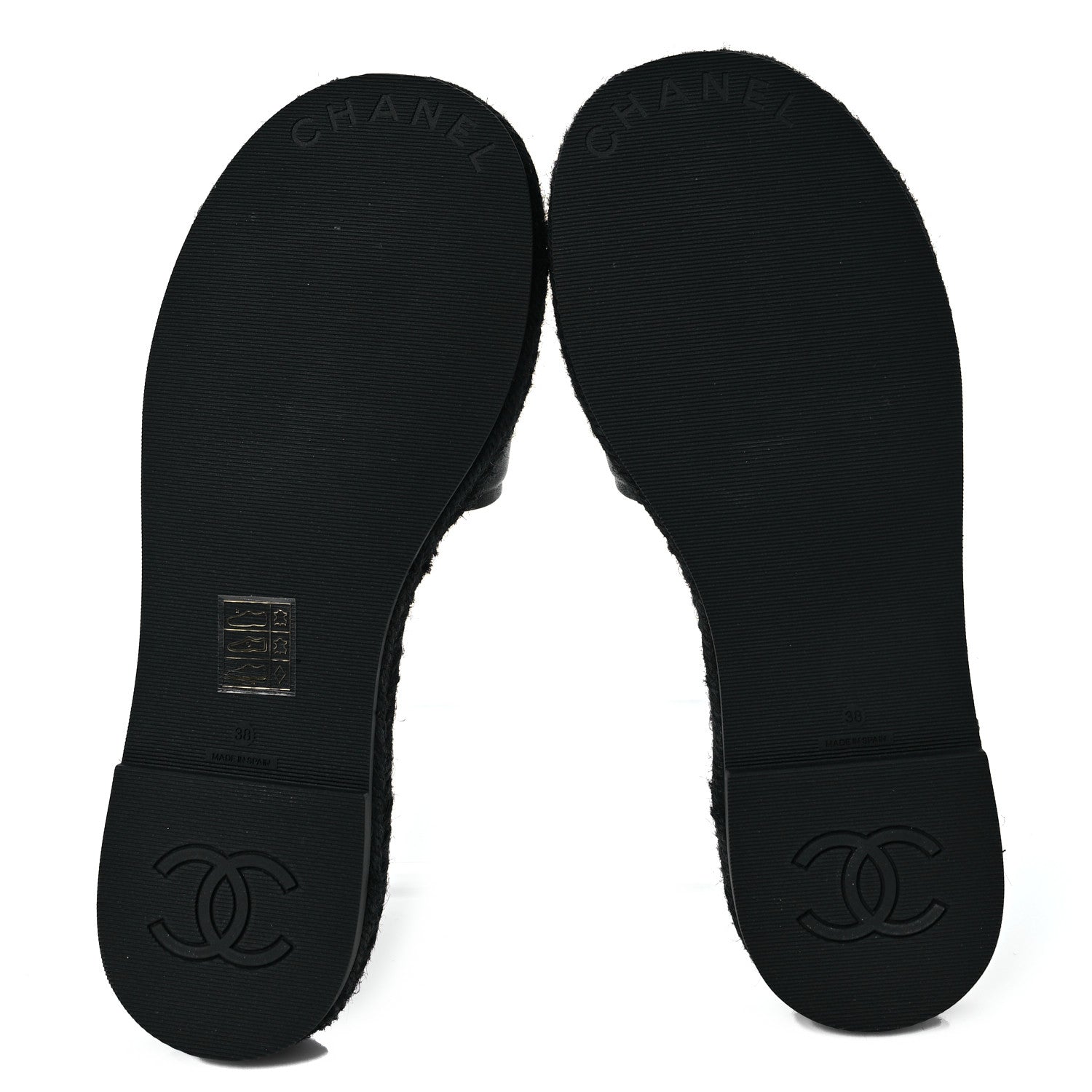 Chanel Lambskin Espadrille Mule Sandals 38 Black 5 of 10