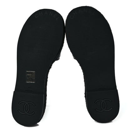 Chanel Lambskin Espadrille Mule Sandals 38 Black 5 of 10