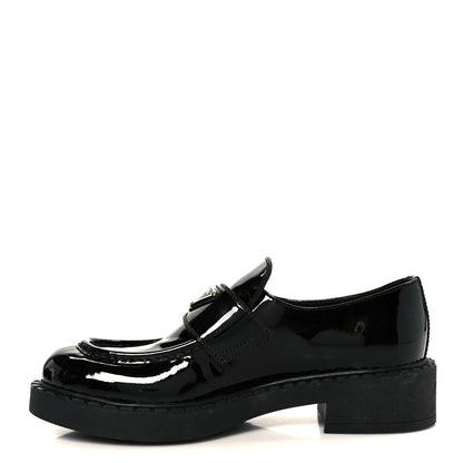 Prada Vernice Metal Triangle Logo 50mm Loafers 39.5 Black 1 of 9