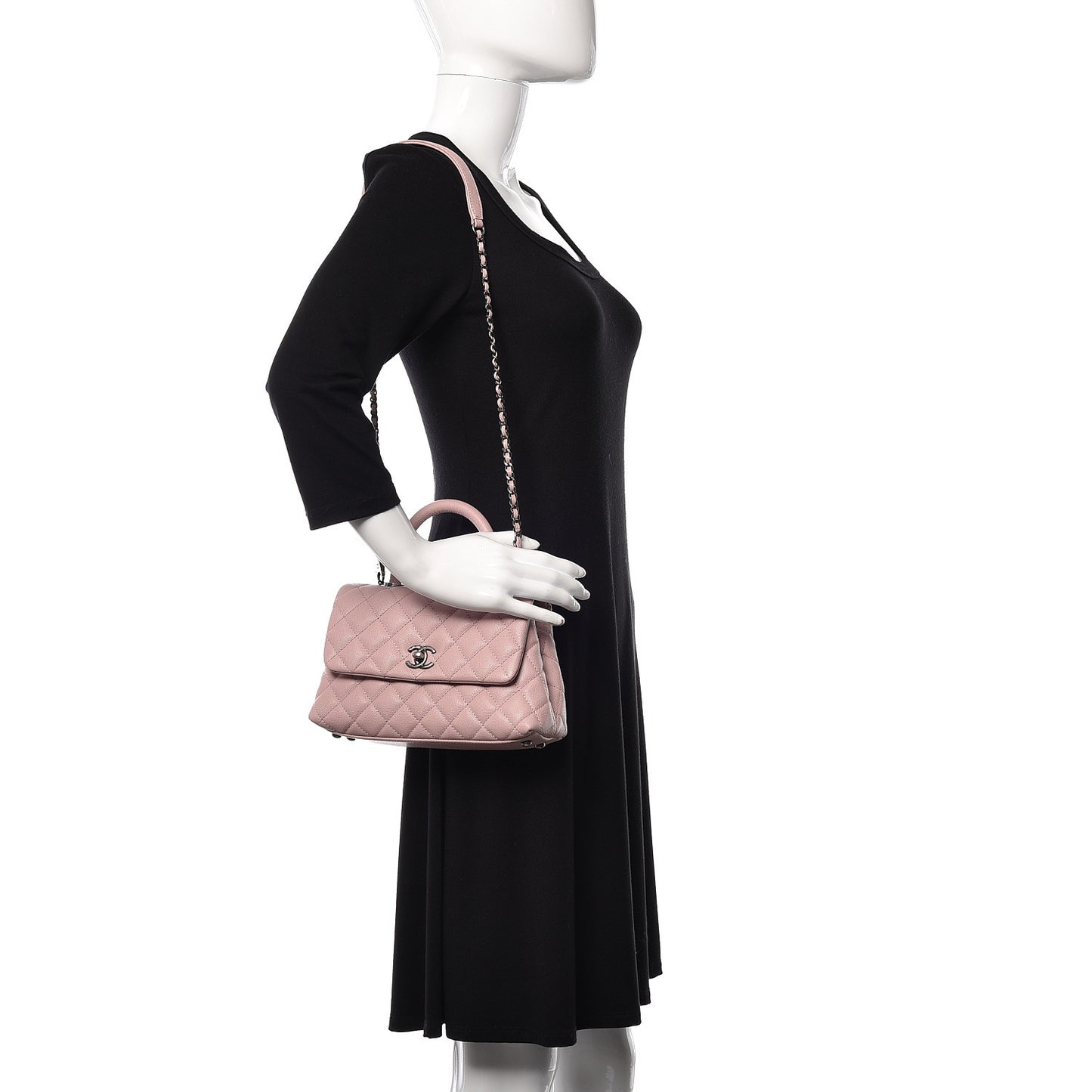 Caviar Quilted Mini Coco Handle Flap Pink