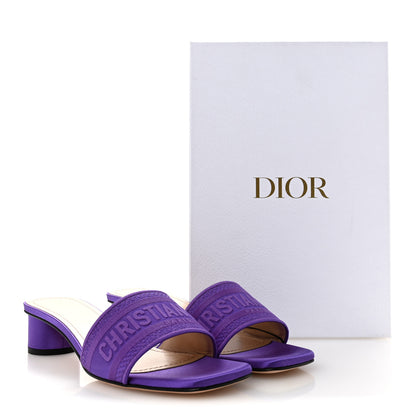 Christian Dior Satin Embroidered Dway 35mm Slide Sandals 39.5 Purple 10 of 10