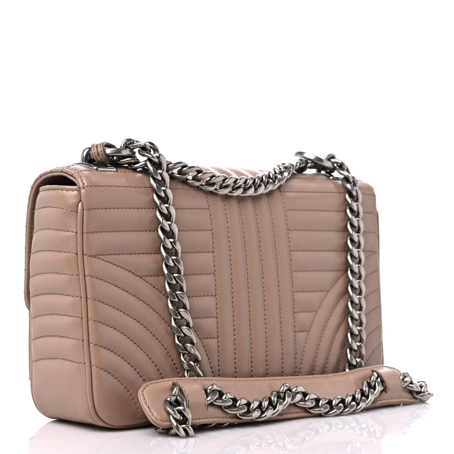 Soft Calfskin Impunture Diagramme Medium Chain Flap Shoulder Bag Cipria