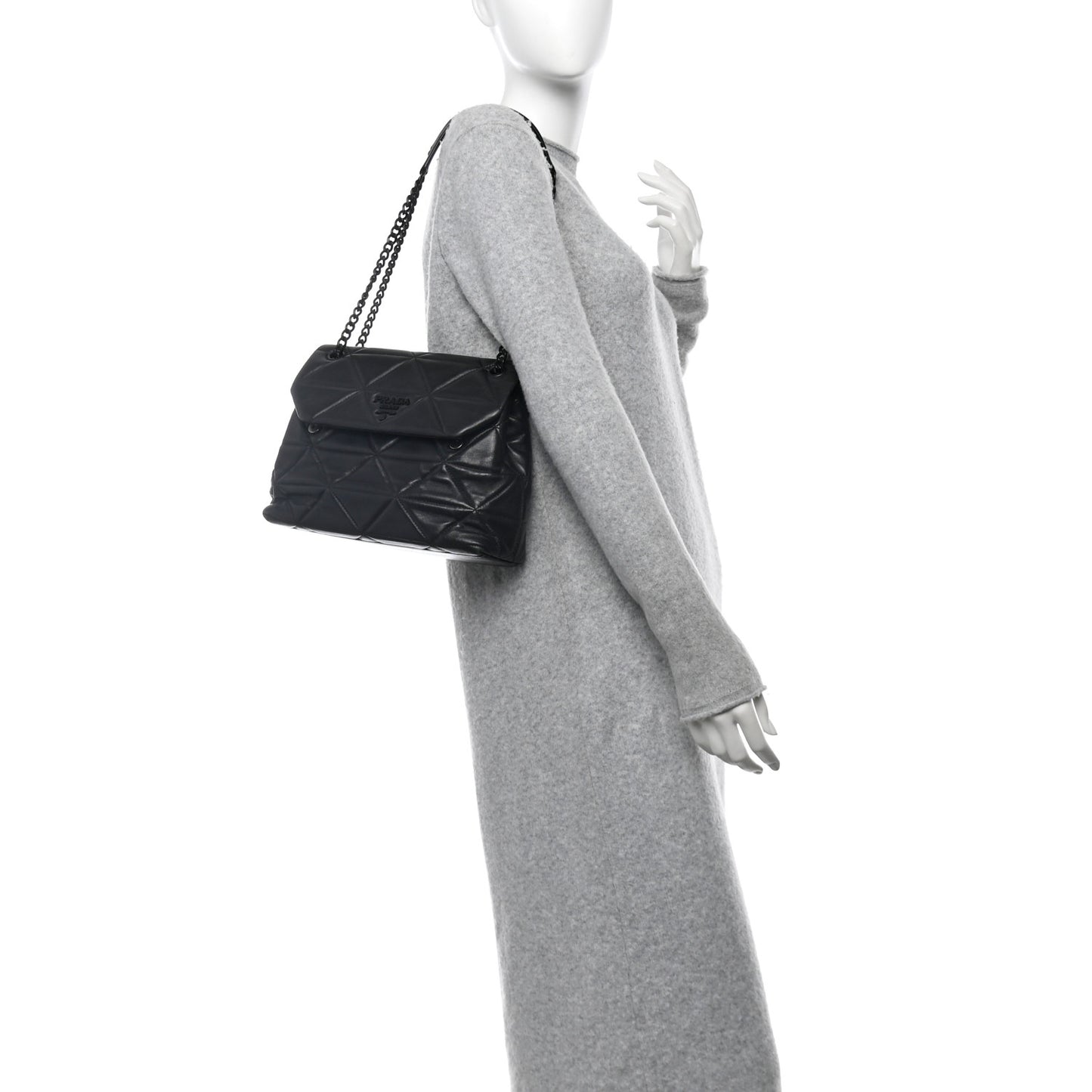 Nappa Triangle Stitched Large Spectrum Bag Black