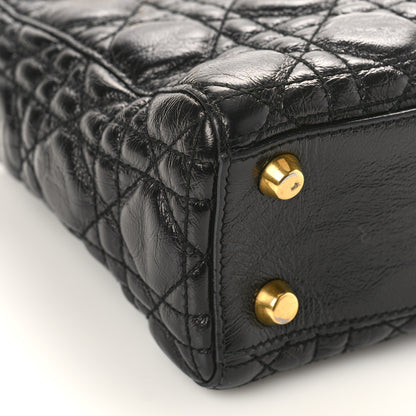 Christian Dior Crinkled Patent Cannage Small Lucky Badges My Lady Dior Black 7 of 9