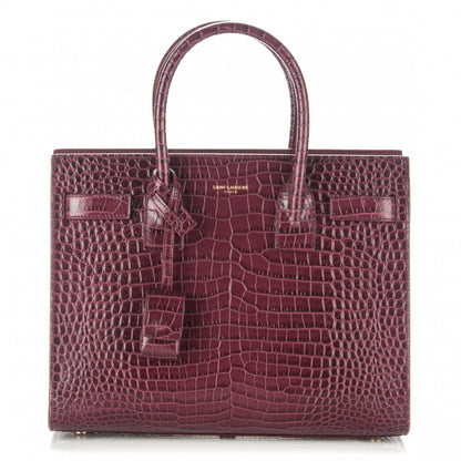 Saint Laurent Calfskin Crocodile Embossed Baby Sac De Jour Bordeaux 1 of 7