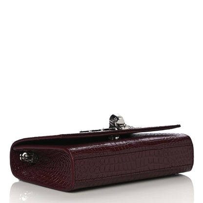 Saint Laurent Calfskin Crocodile Embossed Small Classic Monogram Kate Tassel Satchel Palissandre 4 of 10