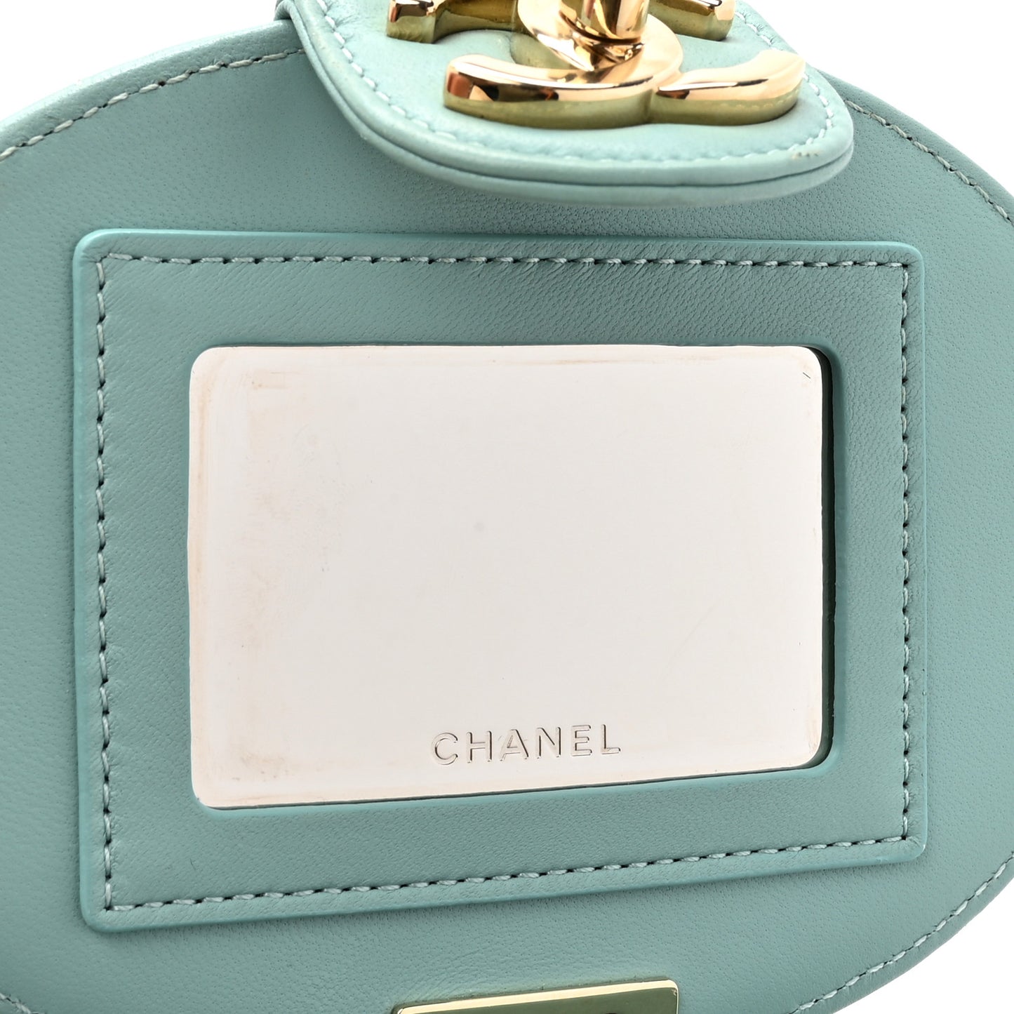 Lambskin Resin Elegant Chain Vanity Case Light Blue