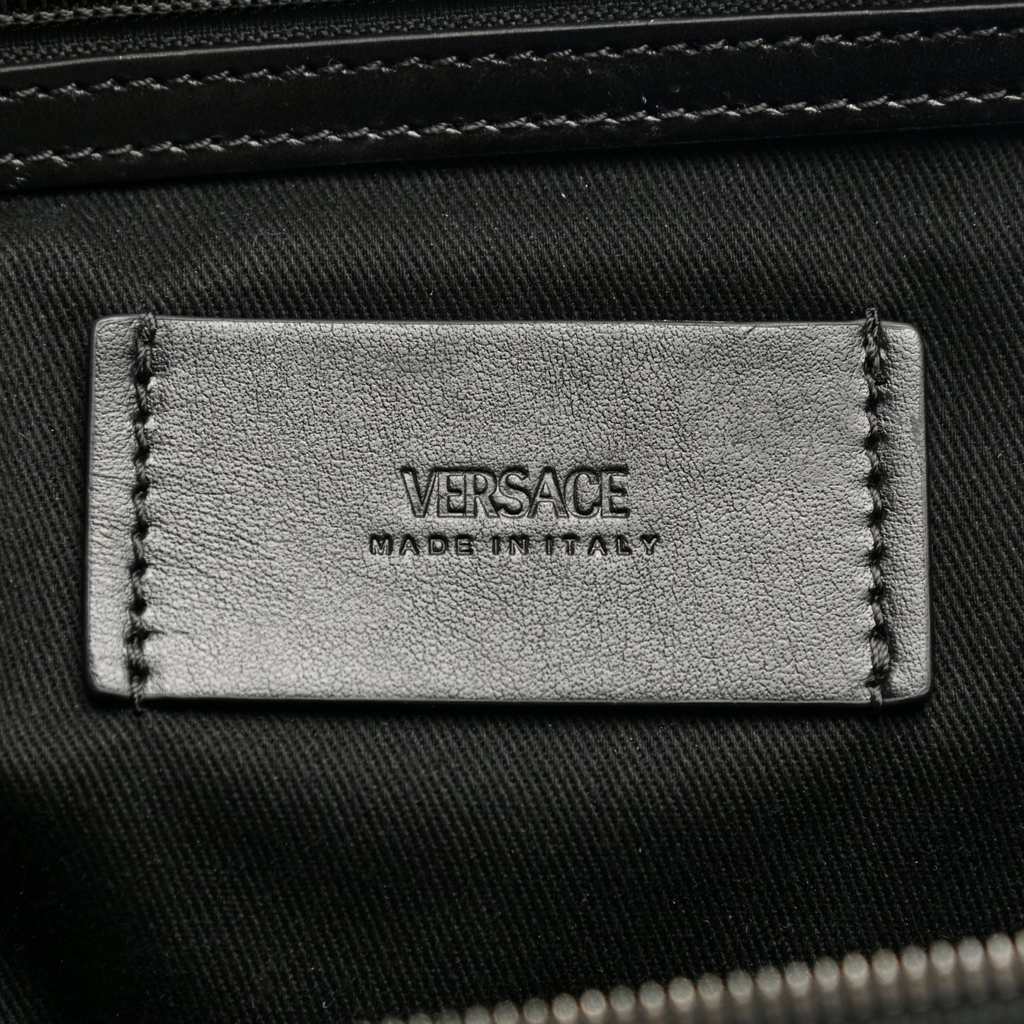 Coated Canvas Calfskin La Greca Signature Travel Bag Black Grey