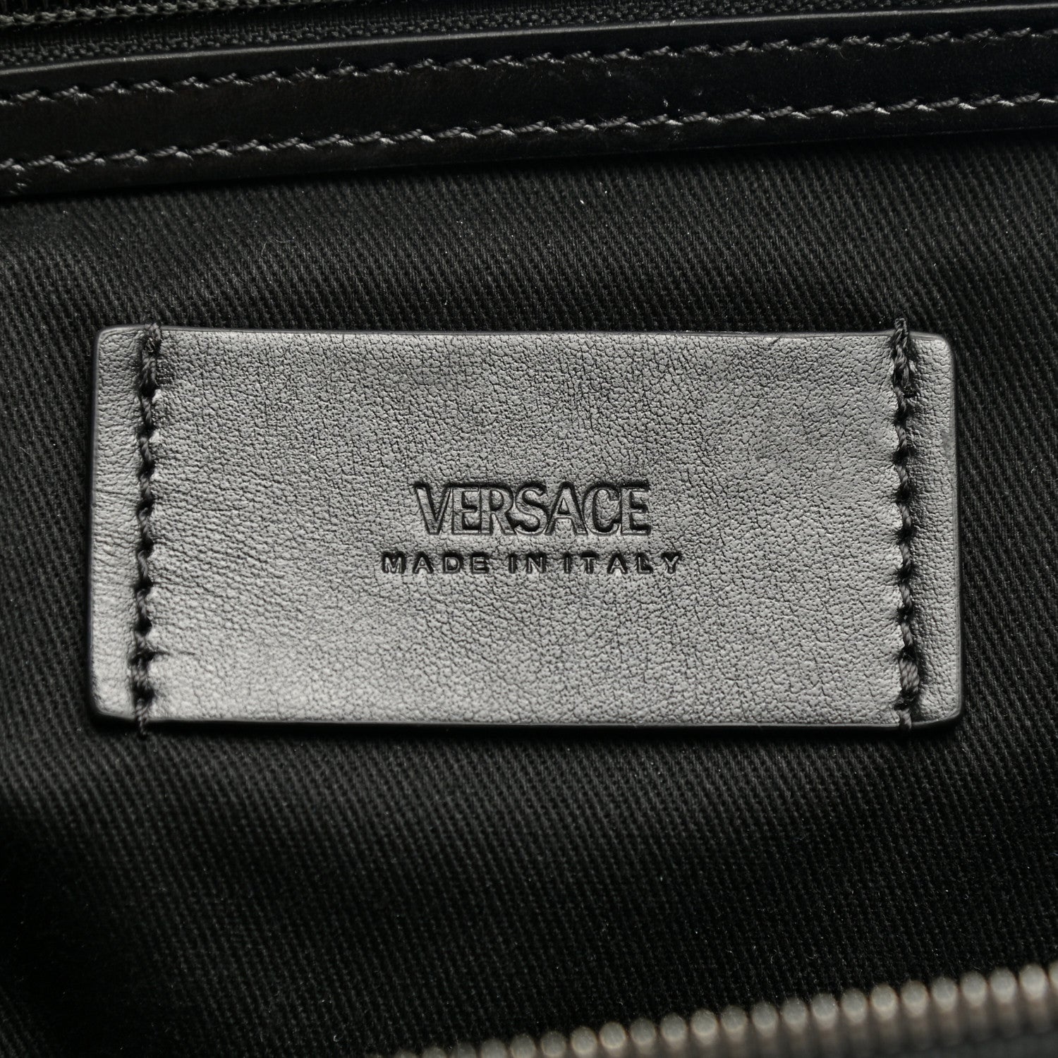 Versace Coated Canvas Calfskin La Greca Signature Travel Bag Black Grey 6 of 12