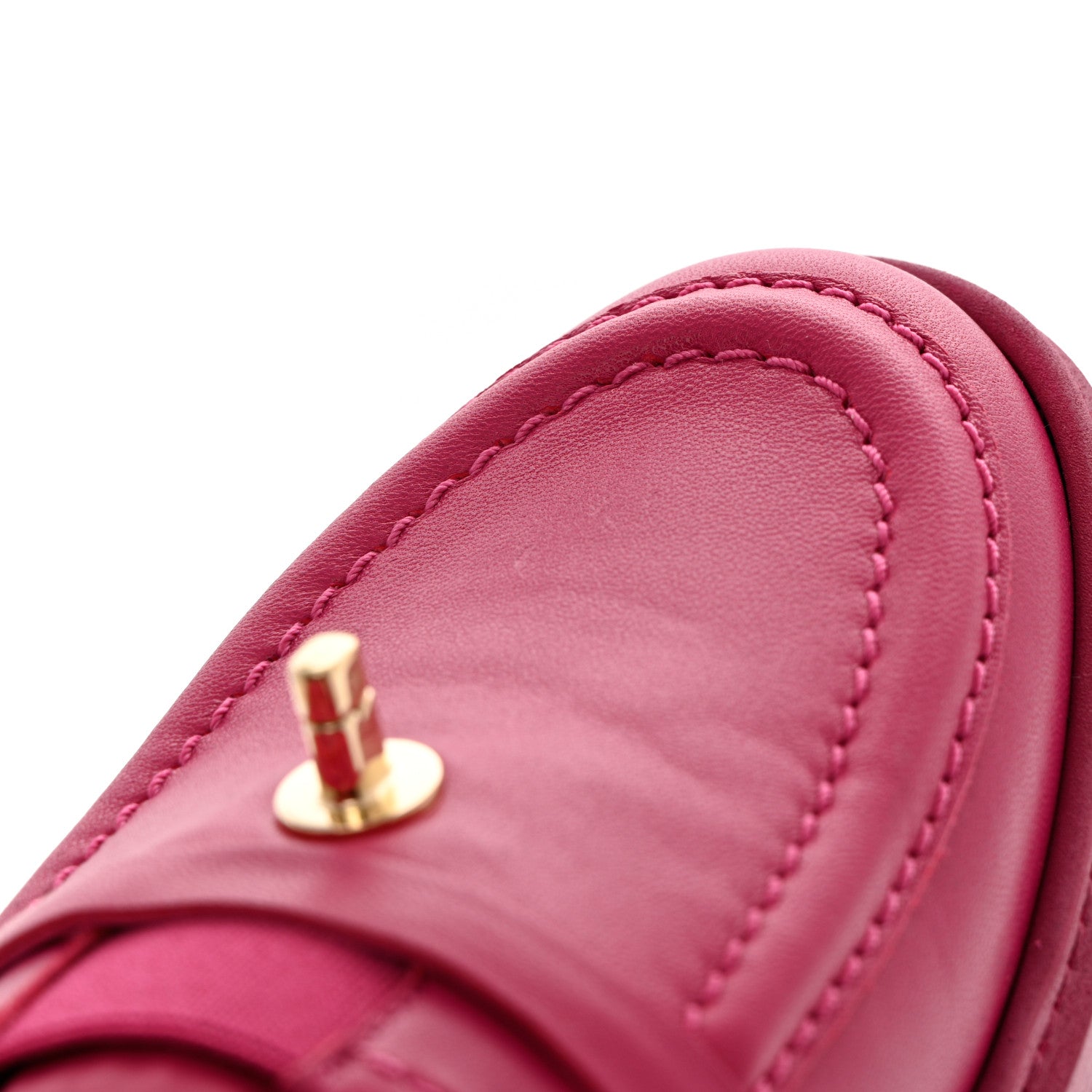 Chanel Lambskin Quilted CC Turnlock Loafers 37.5 Fuchsia 9 of 12