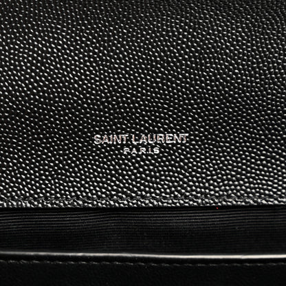 Saint Laurent Grain De Poudre Textured Mixed Matelasse Triquilt Medium Monogram Satchel Black 7 of 11