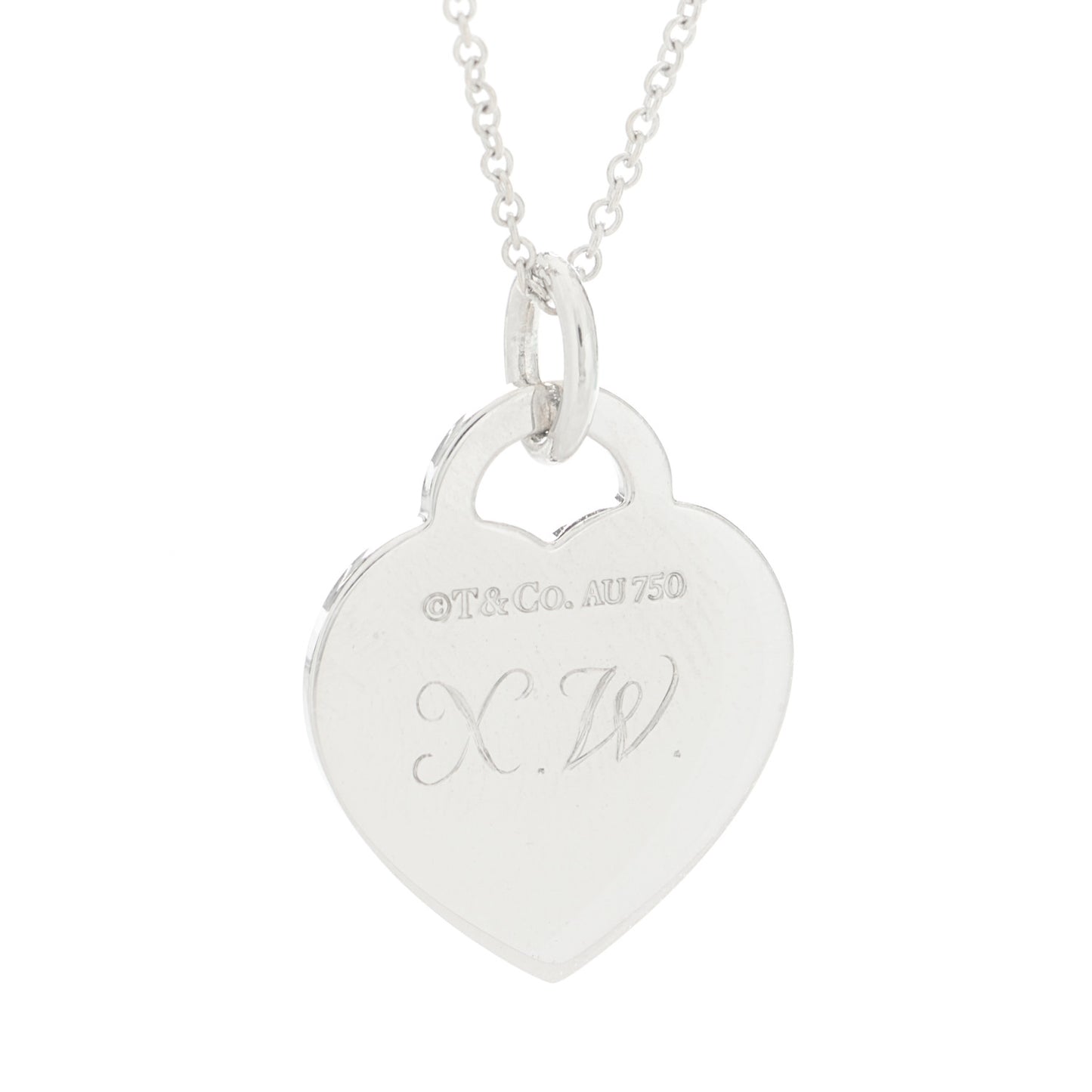 18K White Gold Diamond Return To Tiffany Heart Tag Pendant Necklace