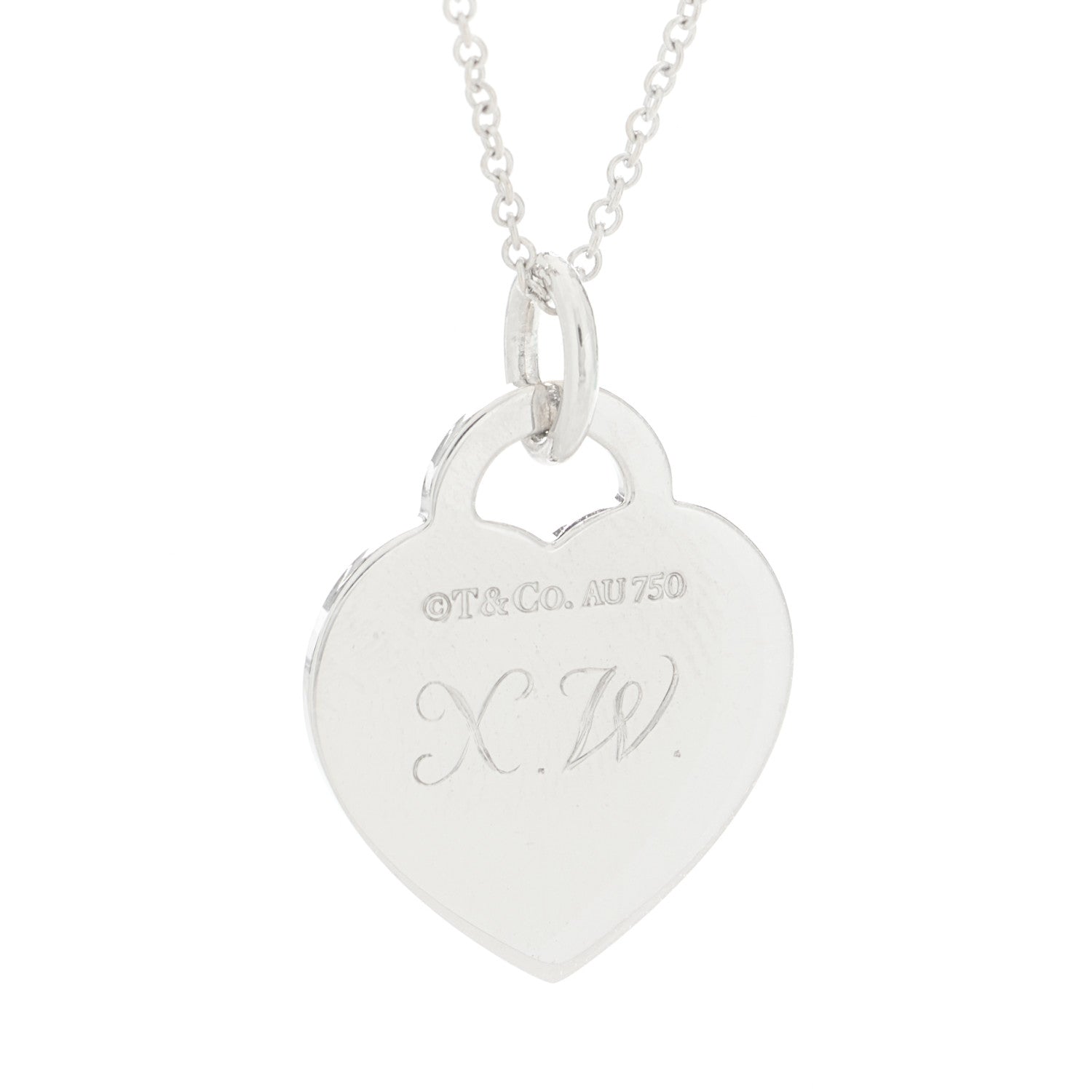 Tiffany 18K White Gold Diamond Return To Tiffany Heart Tag Pendant Necklace 6 of 7